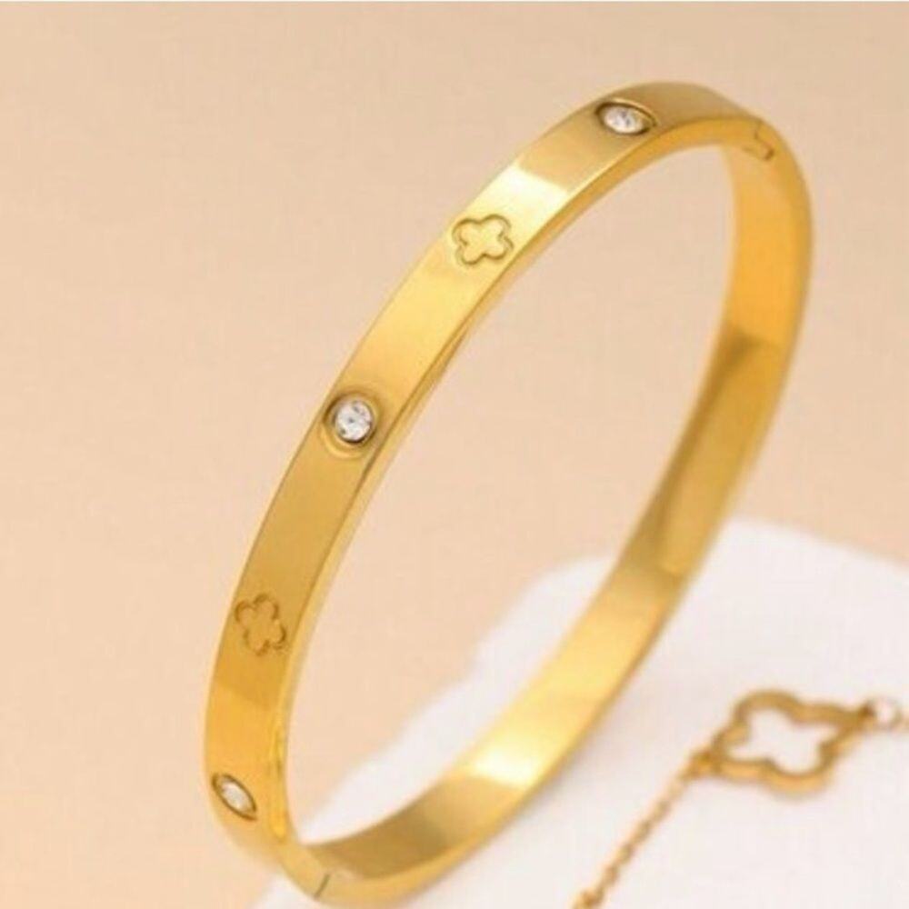 Gold Plated Bracelet with Crystal Accents - Picture 4 of 10